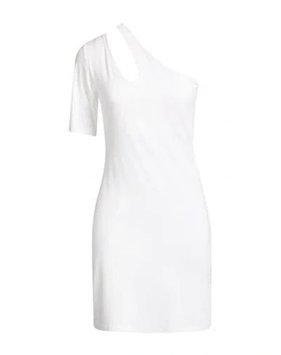 Le Streghe Woman Mini Dress White Size M Viscose, Elastic Fibres