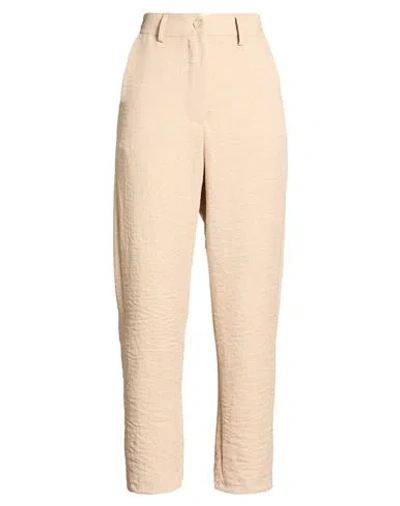 Le Streghe Woman Pants Beige Size L Polyester, Elastane In Neutral