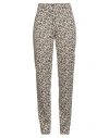 Le Streghe Woman Pants Beige Size L Viscose, Polyester, Elastane In Animal Print