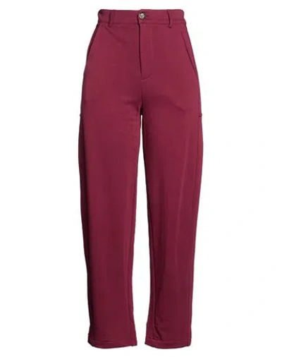 Le Streghe Woman Pants Burgundy Size S Cotton