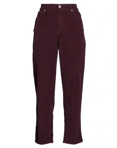 Le Streghe Woman Pants Burgundy Size Xs Cotton, Elastane In Brown