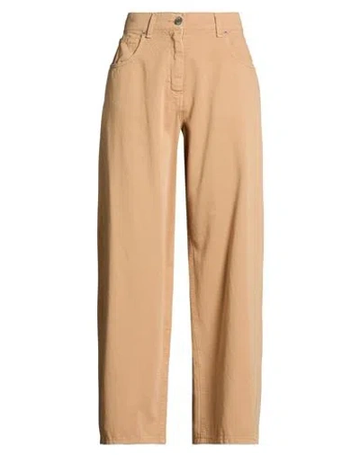 Le Streghe Woman Pants Camel Size M Cotton, Elastane In Neutral