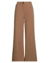 Le Streghe Woman Pants Camel Size M Polyester, Elastane In Beige