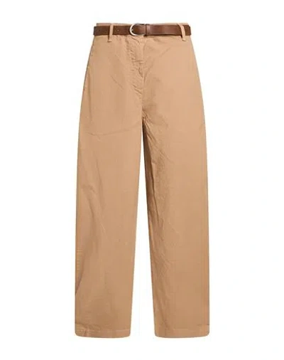 Le Streghe Woman Pants Camel Size S Cotton, Elastane In Neutral