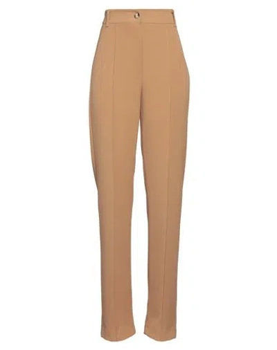 Le Streghe Woman Pants Camel Size S Polyester, Elastane In Beige