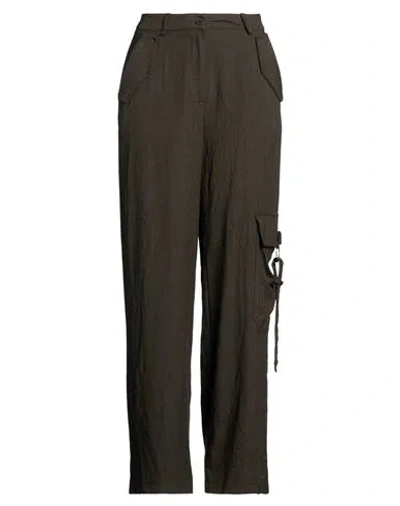 Le Streghe Woman Pants Chocolate Brown Size M Polyester, Viscose, Elastane