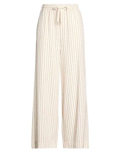 Le Streghe Woman Pants Ivory Size L Cotton, Polyester, Stipa Tenacissima In Neutral