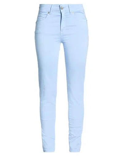Le Streghe Woman Pants Light Blue Size 10 Cotton, Elastane