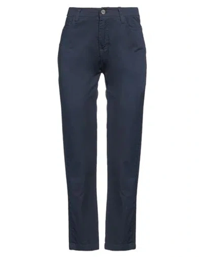 Le Streghe Woman Pants Midnight Blue Size S Cotton, Elastane
