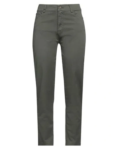 Le Streghe Woman Pants Military Green Size M Cotton, Elastane