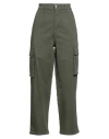 Le Streghe Woman Pants Military Green Size M Cotton, Elastane