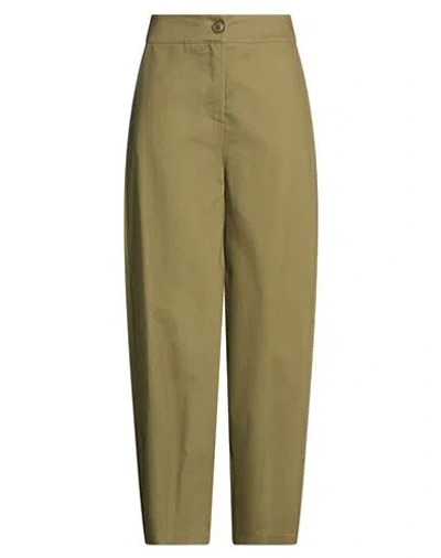 Le Streghe Woman Pants Military Green Size S Cotton