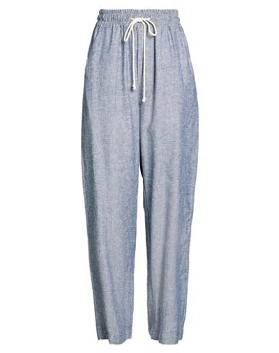 Le Streghe Woman Pants Navy Size M Linen, Viscose In Blue