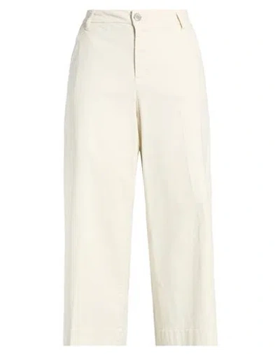 Le Streghe Woman Pants Off White Size M Cotton, Elastane