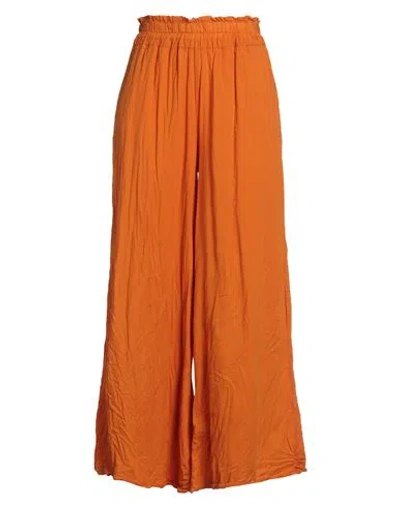 Le Streghe Woman Pants Orange Size M Cotton