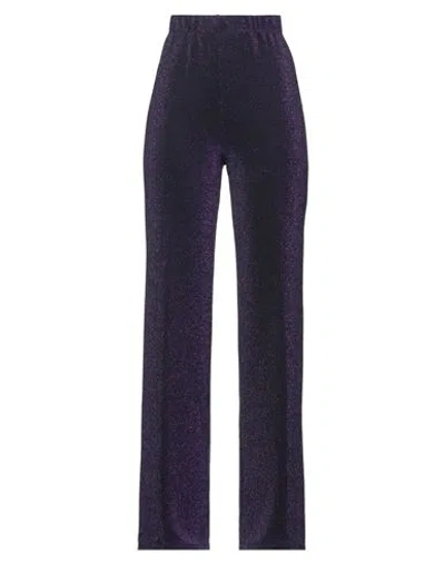 Le Streghe Woman Pants Purple Size M Polyamide, Metallic Polyester, Elastane