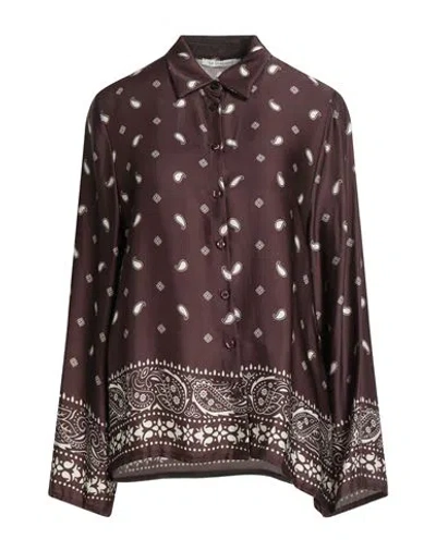 Le Streghe Woman Shirt Dark Brown Size L Viscose