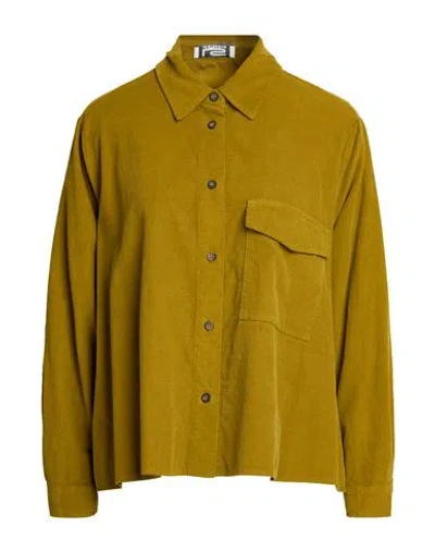 Le Streghe Woman Shirt Mustard Size L Cotton In Gold
