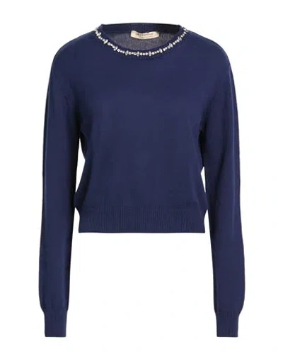 Le Streghe Woman Sweater Blue Size Onesize Cotton
