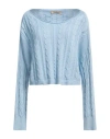 Le Streghe Woman Sweater Sky Blue Size Onesize Cotton In Blue