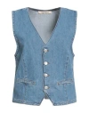 Le Streghe Woman Tailored Vest Blue Size M Cotton