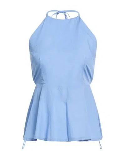 Le Streghe Woman Top Azure Size M Viscose, Linen In Blue