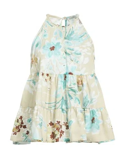 Le Streghe Woman Top Beige Size M Cotton In Blue