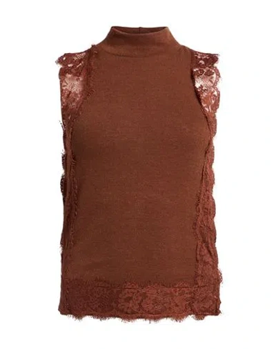 Le Streghe Woman Top Brown Size M Polyester, Viscose, Elastane