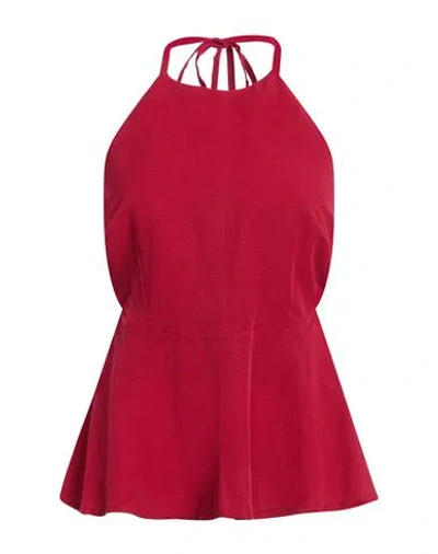 Le Streghe Woman Top Burgundy Size M Viscose, Linen In Red