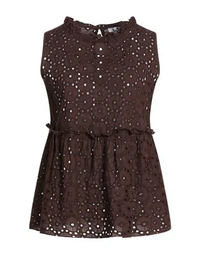 Le Streghe Woman Top Chocolate Brown Size M Cotton