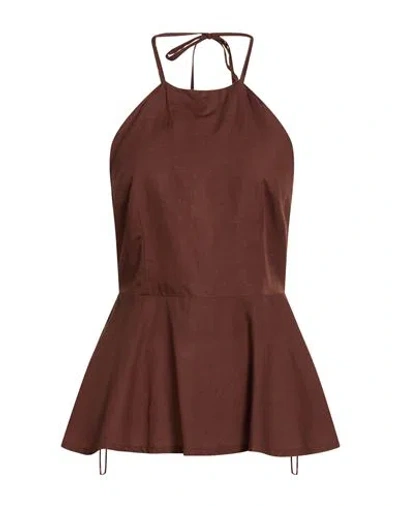 Le Streghe Woman Top Chocolate Brown Size S Viscose, Linen