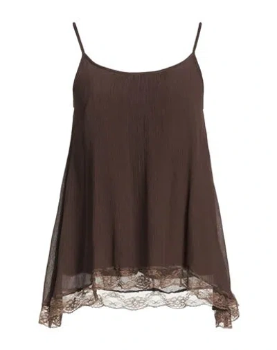 Le Streghe Woman Top Dark Brown Size M Viscose