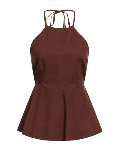 Le Streghe Woman Top Dark Brown Size Xs Viscose, Linen