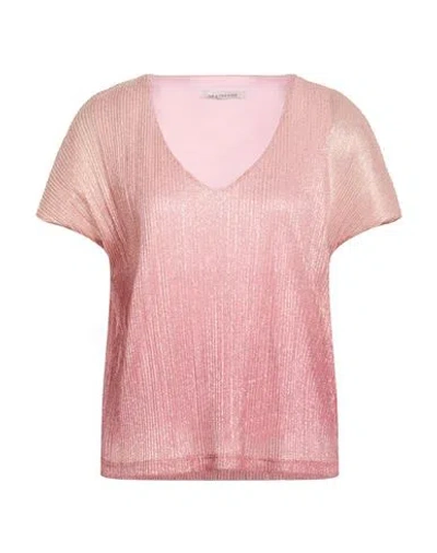 Le Streghe Woman Top Pink Size M Polyester, Metallic Fiber