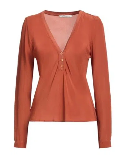 Le Streghe Woman Top Rust Size L Viscose In Orange