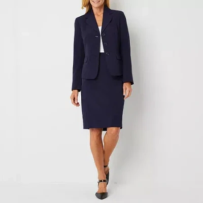 Le Suit 2-pc. Knee Length Skirt Suit In Blue