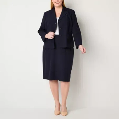 Le Suit 2-pc. Knee Length Skirt Suit-plus In Blue