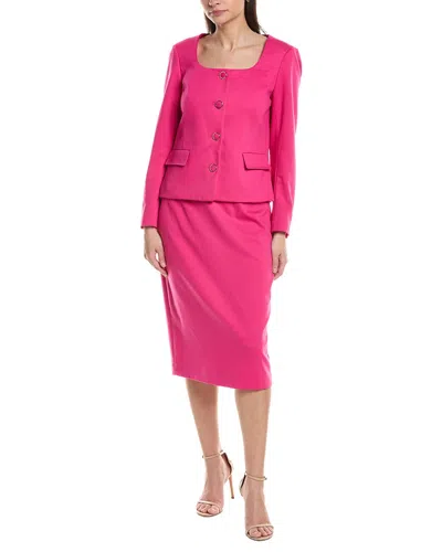 Le Suit 2pc Scoop Neck Jacket & Skirt Set In Pink