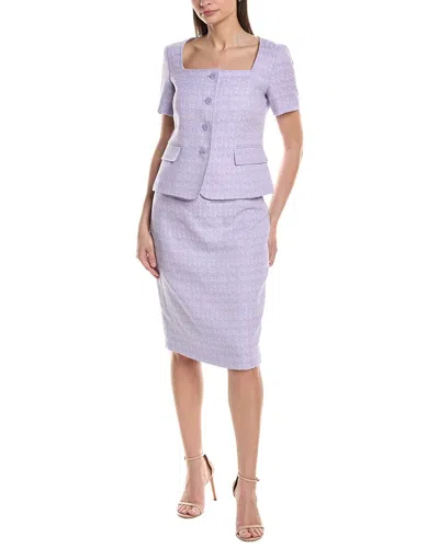 Le Suit 2pc Square Neck Jacket & Skirt Set In Purple