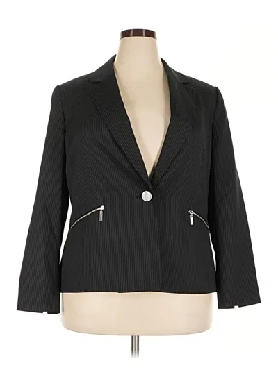 Pre-owned Le Suit 3/4 Sleeve Top Black Plunge Neckline Tops