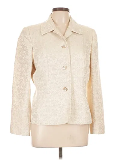 Pre-owned Le Suit 3/4 Sleeve Top Ivory Square Neckline Tops In White