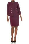 Le Suit 50038703 Short Cocktail Mother Of The Bride Jacket Dress In Burgundy