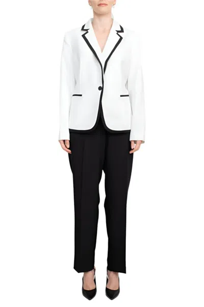 Le Suit 50039755 Long Formal Collar Pant Suit In White