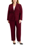 Le Suit 50040113 Long Plus Size Formal Pocket Pant Suit In Burgundy