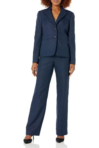 Le Suit 50040216 Collar Long Sleeve Formal Petite Pant Suit In Blue
