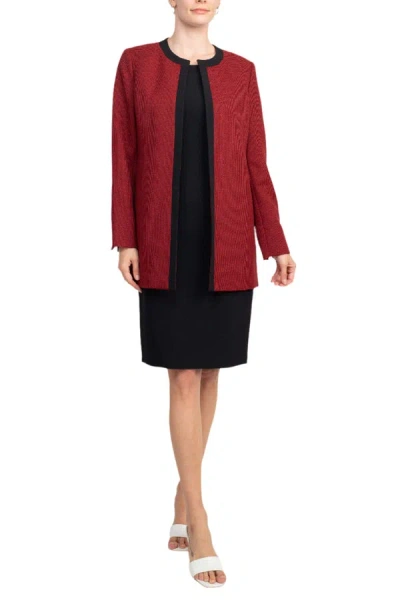 Le Suit 50040327 Two Piece Short Mother Of The Bride Jacket Dress In Burgundy