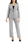 Le Suit 50040392 Long Formal Petite Pocket Pant Suit In Gray