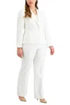 Le Suit 50040457 Plus Size Collar Button Long Formal Pant Suit In White