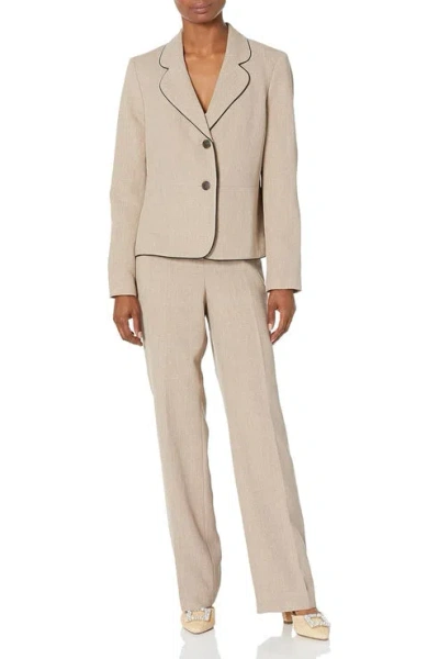 Le Suit 50041524 Formal Long Sleeve Petite Two Piece Pant Suit In Neutral