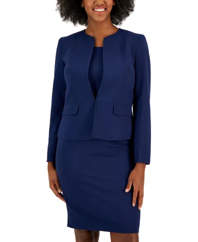 Le Suit Collarless Dress Suit, Regular & Petite In Bright Navy
